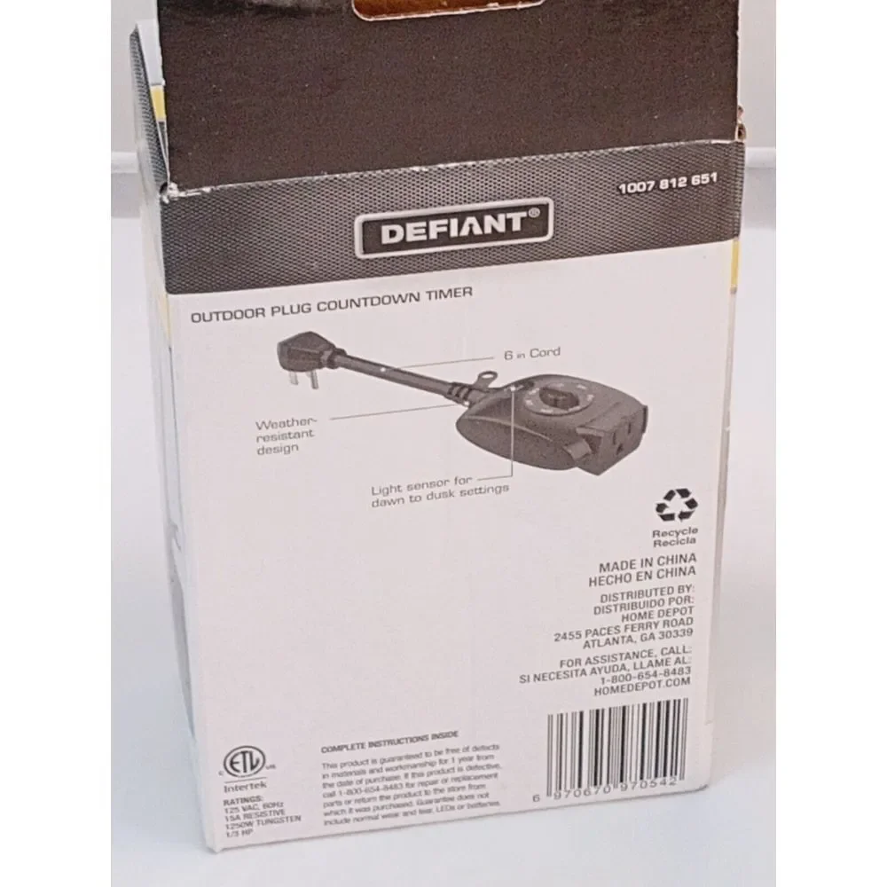 2-Defiant 15 Amp 24-Hour Outdoor Plug-In Mechanical Dusk to Dawn Countdown Timer